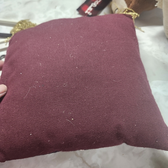 Holiday Time Burgundy and Green Sleigh Pillow - Picture 3 of 3